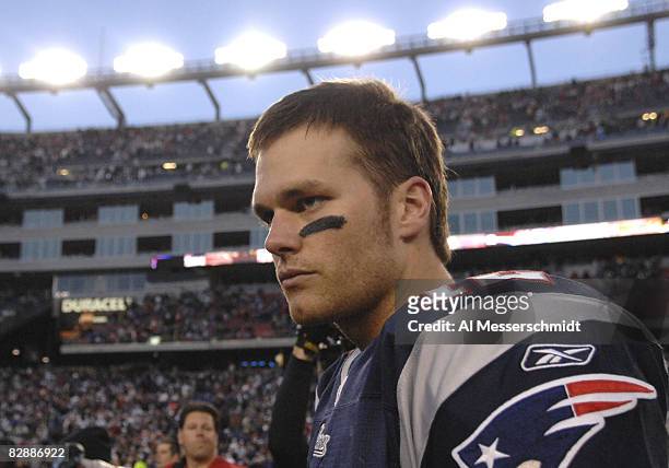 New England Patriots quarterback Tom Brady after an NFL wild card playoff game Jan. 7, 2007 in Foxborough, Massachusetts. The Pats won 37 - 16.