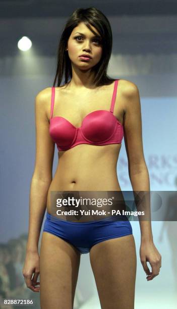 Model Jamie Gunns on the catwalk during the first ever Marks & Spencer Lingerie Catwalk Show for their Spring/Summer 2004 collection at The In & Out...