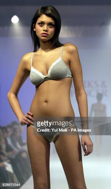 Model Jamie Gunns on the catwalk during the first ever Marks & Spencer Lingerie Catwalk Show for their Spring/Summer 2004 collection at The In & Out...