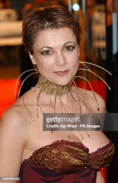 Actress Emma Samms arrives for the Royal European Charity Premiere of Anthony Minghella's Cold Mountain at the Odeon Leicester Square in central...