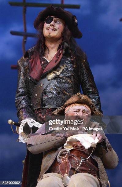 Actors Anthony Head and Jack Chissick during a photocall for Peter Pan at the Savoy Theatre in central London. Anthony stars as Captain Hook in the...