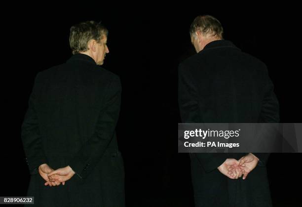 Principal of Soham Village College, Howard Gilbert and Head Teacher of St Andrew's Primary School, Geoff Fisher, attend a press conference at the...