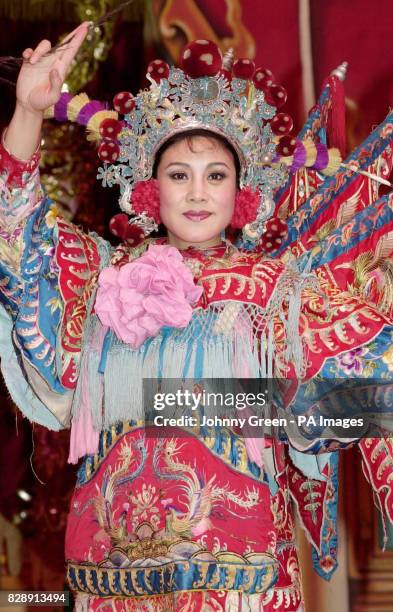 Guo Ping, from the Peking Opera, performs part of a traditional Lion Dance during a private preview of The Chinese State Circus' new show at the...