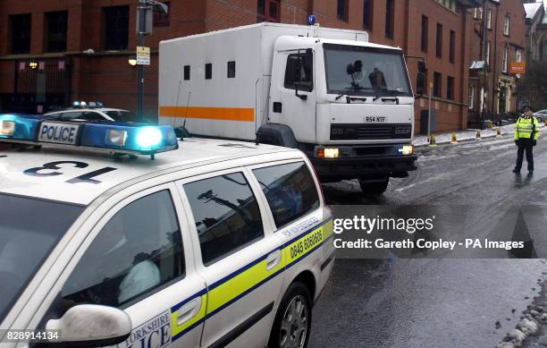 Police convoy carrying David Francis Bieber, also known as Nathan Wayne Coleman, leaves Leeds Bridewell Police Station after he appeared at the...