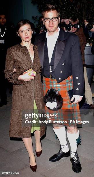 Actor Ewan McGregor and his wife Eve arrive for the Burns Night fundraising dinner at St Martin's Lane Hotel in central London. Ewan co-hosted the...
