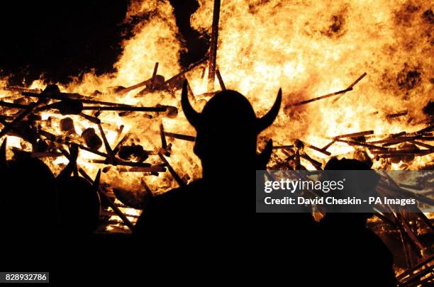 Viking Squads arrive at Shetlands to start of the celebrations for the Up Helly Aa Viking festival.The celebrations end as 1000 guizers assemble at...