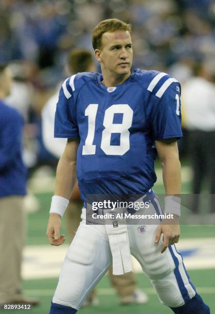 Indianapolis Colts Quarterback Peyton Manning on field during AFC Playoffs January 4, 2004 at the RCA Dome, Indianapolis, in an AFC Wildcard game....