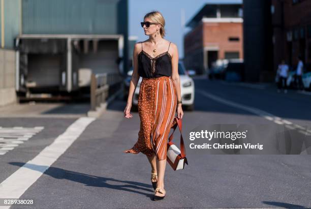 Camille Charriere outside Stine Goya on August 09, 2017 in Copenhagen, Denmark.