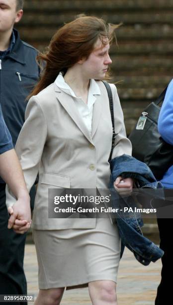 Marie Scrace leaves Maidstone Crown Court in Kent after appearing for the first time to answer allegations of death by dangerous driving after being...