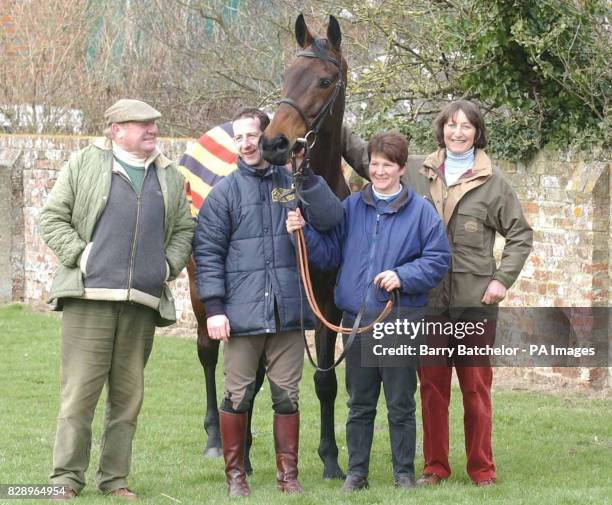 Trainer Henrietta Knight shows her two time winner of the Tote Cheltenham Gold Cup "Best Mate" to the media at her stables near Wantage, Oxfordshire,...