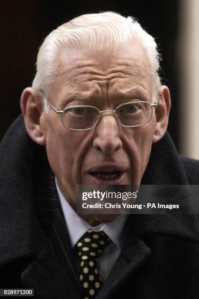 Ian Paisley, the leader of Democratic Unionist Party speaks to journalists outside Downing Street after a meeting with the Prime Minister Tony Blair....