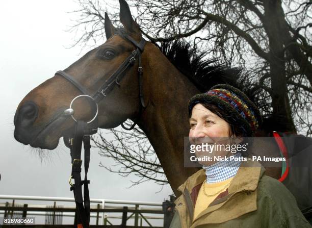 Third time totesport Gold Cup winner, Best Mate, with trainer Henrietta Knight, at home in Wantage, Oxfordshire, following yesterday's victory.