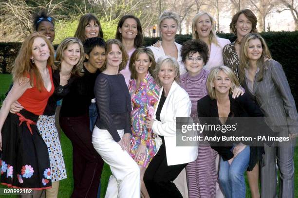 Back row, from left to right; presenter Floella Benjamin, model Stacey Young, actress Amanda Stretton, socialite Tamara Beckwith, presenter Tania...