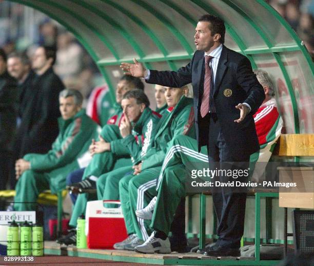 New Hungary coach Lothar Matthaus on the bench during his teams 2-1 defeat by Wales, during their friendly international at Ferenc Puskas Stadium,...