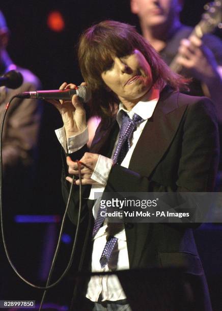 Singer Chrissie Hynde from The Pretenders performs live on stage during An Evening With Jools Holland, as part of the 'The Who And Friends'...
