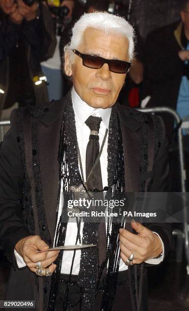 German Fashion designer Karl Lagerfeld arrives for the Costume Institute Gala celebrating Dangerous Liasons: Fashion & Furniture in the 18th Century...