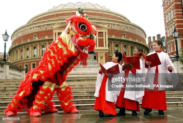 Geoffrey Chang, Jonathan Ekwonna, and Louis Chartres , from the Choir of Temple Church in the City of London, is startled by the appearance of a...