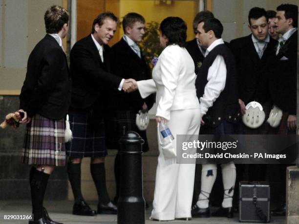 Hollywood actor Kiefer Sutherland at the wedding of his step-daughter to a Scottish actor. The star of Flatliners and cult television series 24, wore...