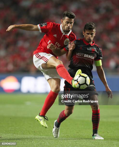 Benfica's forward Pizzi from Portugal vies with Braga forward Rui Fonte from Portugal during the match between SL Benfica and SC Braga for the fruit...