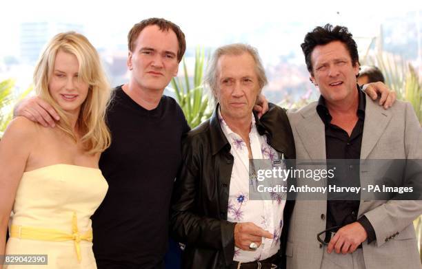 Daryl Hannah, Director Quentin Tarantino, David Carradine and Michael Madsen during a photocall for their latest film Kill Bill Vol 2, held at the...