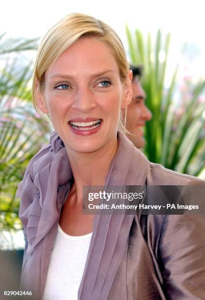 Actress Uma Thurman during a photocall for her latest film Kill Bill Vol 2, held at the Riveria Terrace in the Palias du Festival during the 57th...
