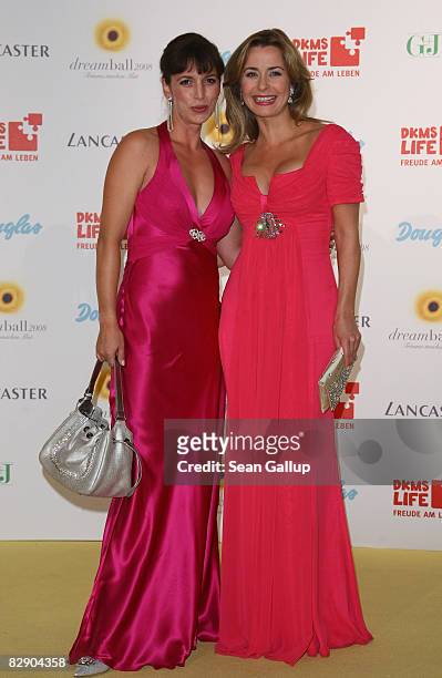 Television hostess Bettina Cramer and Judy Weiss attend the Dreamball2008 charity gala in the Martin-Gropius building on September 18, 2008 in...