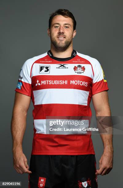 Jeremy Thrush of Gloucester Rugby poses for a portrait during the Gloucester Rugby squad photo call for the 2017-2018 Aviva Premiership Rugby season...