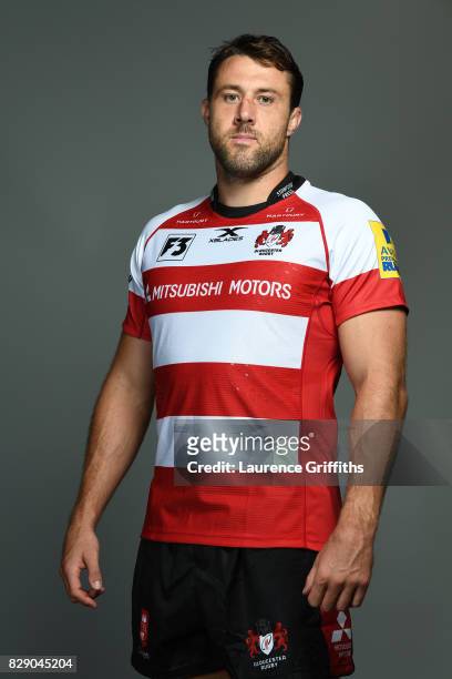 Jeremy Thrush of Gloucester Rugby poses for a portrait during the Gloucester Rugby squad photo call for the 2017-2018 Aviva Premiership Rugby season...
