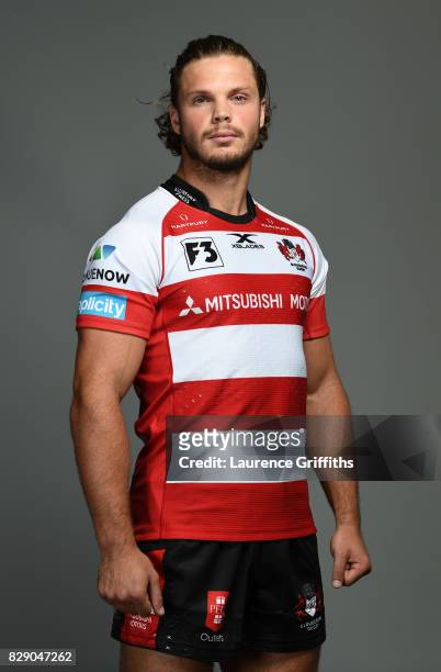 Henry Purdy of Gloucester Rugby poses for a portrait during the Gloucester Rugby squad photo call for the 2017-2018 Aviva Premiership Rugby season on...