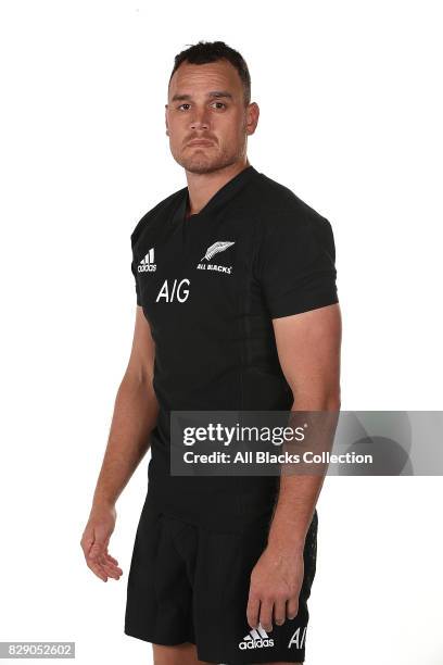 Israel Dagg poses during a New Zealand All Blacks headshots session at The Heritage Hotel on August 10, 2017 in Auckland, New Zealand.