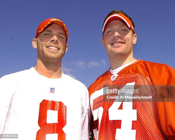 Buffalo Bills punter Brian Mooreman and long snapper Mike Schneck at an AFC team practice February 8 for the 2006 Pro Bowl in Honolulu.