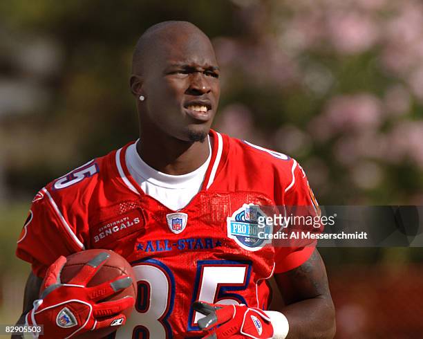Cincinnati Bengals wide receiver Chad Johnson at an AFC team practice February 9 for the 2006 Pro Bowl in Honolulu.