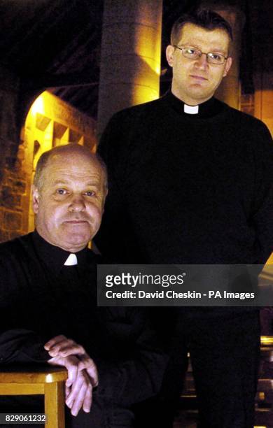 Canon Donald MacKay and Father William Maclean at the St Columba`s Cathedral in Oban in Argyll, the town where the late Frances Shand Kydd will be...
