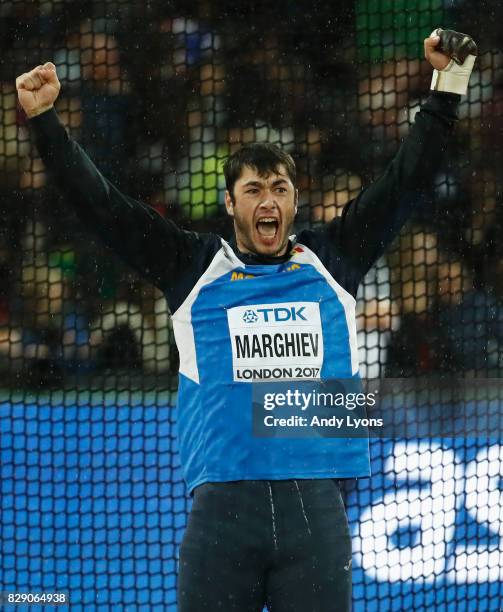 Serghei Marghiev of Moldova competes in the Men's Hammer Throw during day six of the 16th IAAF World Athletics Championships London 2017 at The...