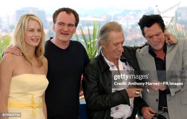 Daryl Hannah, Director Quentin Tarantino David Carradine and Michael Madsen during a photocall for their latest film Kill Bill Vol 2, held at the...