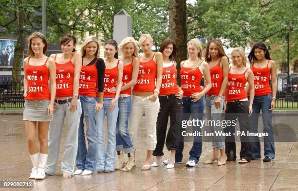Of the 12 finalists for Miss Great Britain 2004 during a photocall, at Leicester Square, central London, where the girls will be encouraging the...