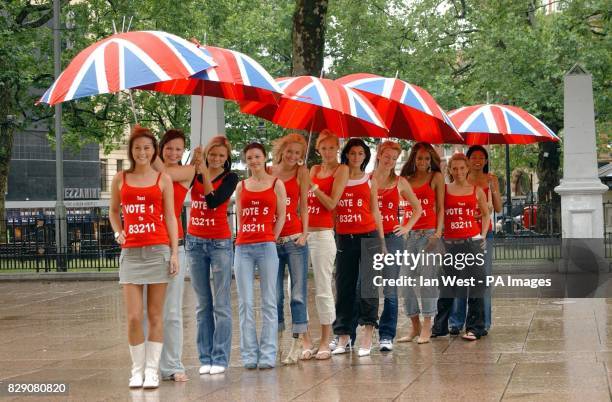 Of the 12 finalists for Miss Great Britain 2004 during a photocall, today Wednesday 23 June 2004, at Leicester Square, central London, where the...