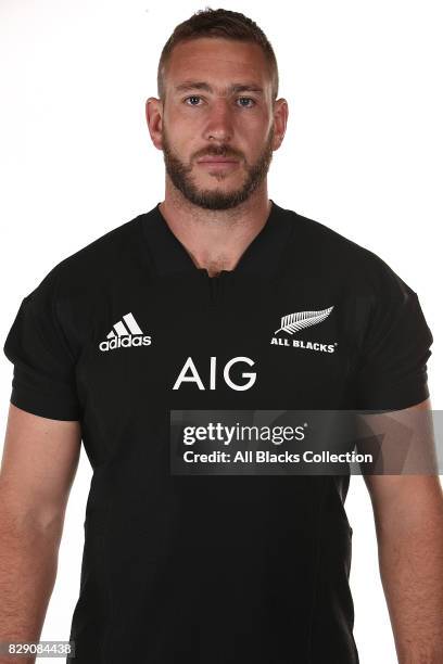 Luke Romano poses during a New Zealand All Blacks headshots session at The Heritage Hotel on August 10, 2017 in Auckland, New Zealand.