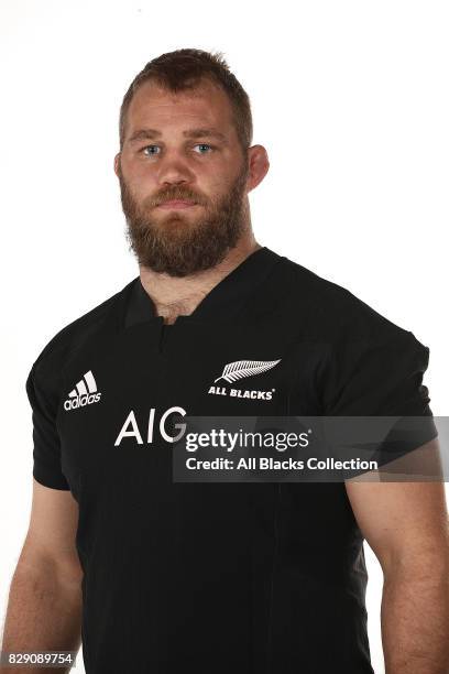 Owen Franks poses during a New Zealand All Blacks headshots session at The Heritage Hotel on August 10, 2017 in Auckland, New Zealand.