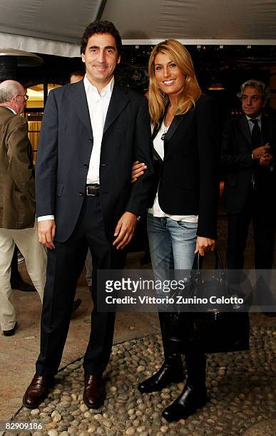 Luca Rossetti and Raffaella Zardo attend Rossetti One Penny Loafer cocktail party on September 18, 2008 in Milan, Italy.