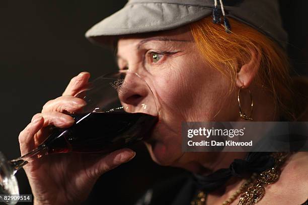 Vivienne Westwood waits backstage for Vivienne Westwood's Spring/Summer 2009 collection catwalk during London Fashion week September 18, 2008 in...