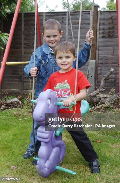 Nathan Hartley with brother Luke, four, in Romsey, Hants. Their father David Hartley has said, that bone marrow matches have now been found for all...
