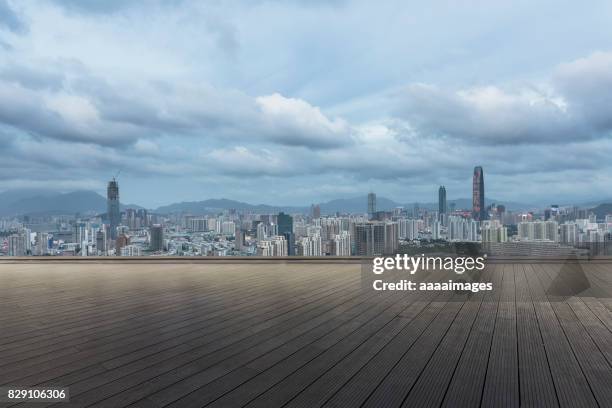 shenzhen skyline - floorboard stock pictures, royalty-free photos & images