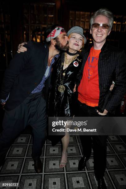 Andreas Kronthaler, Vivienne Westwood and Philip Treacy attend the Vogue Celebration of Fashion dinner hosted by Alexandra Shulman, at The Browns...