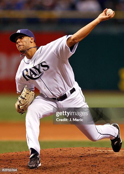 Rookie pitcher David Price of the Tampa Bay Rays pitches against the Minnesota Twins during the game on September 18, 2008 at Tropicana Field in St....