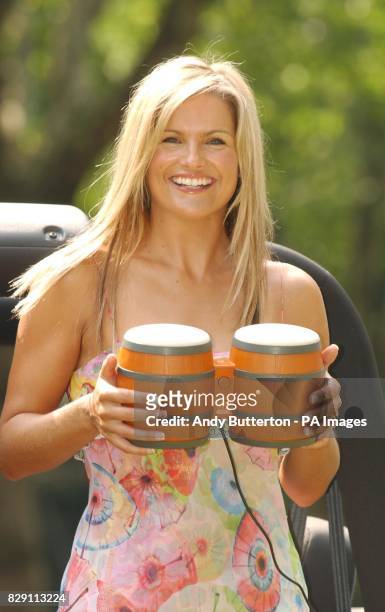 Presenter Katy Hill during a photocall to launch the Nintendo Konga Beach party at London Zoo in Regents Park, central London. To celebrate the...