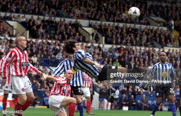 Sheffield Wednesday's Michele Di Piedi attempts a spectacular over head kick against Sheffield United during the Nationwide Division One match at...