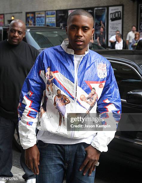 Rapper Nas visits the "Late Show with David Letterman" at the Ed Sullivan Theater August 27, 2008 in New York City.