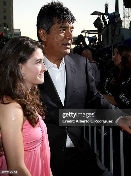 Actress Daniela Bobadilla and actor George Lopez arrive at the world premiere of Walt Disney Pictures' "Beverly Hill Chihuahua" held at the El...