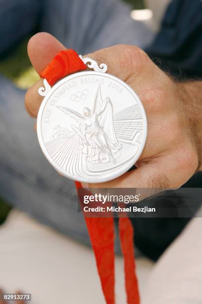 Mens Water Polo team player's silver medal at Debbie Durkin's Main Event Red Carpet Lounge and Green Suite Day 1 on September 18, 2008 in Los...